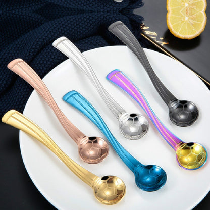 ELECTROPRIME Stainless Steel Creative Football Coffee Spoon Ice Cream Spoon, Color:Black