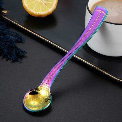 ELECTROPRIME Stainless Steel Creative Football Coffee Spoon Ice Cream Spoon, Color:Black
