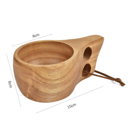 ELECTROPRIME Hand Made Wood Tableware Green Wooden Cup, Capacity:101-200ml(Double Hole)