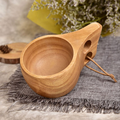 ELECTROPRIME Hand Made Wood Tableware Green Wooden Cup, Capacity:101-200ml(Double Hole)