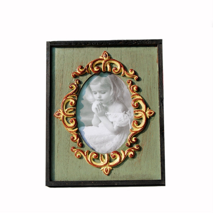 ELECTROPRIME Vintage Wooden Photo Frame Home Decor Wedding Desktop Wall Picture Frame(Blue)