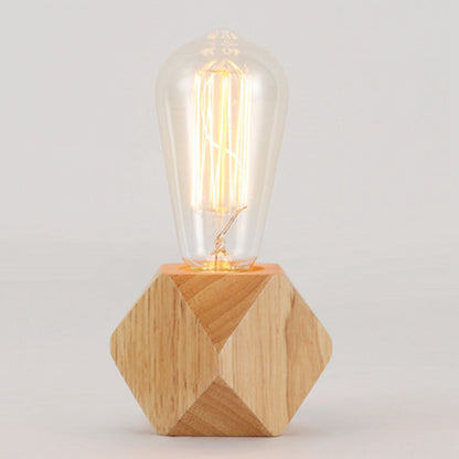 ELECTROPRIME Solid Wood Decoration LED Night Light Modern Minimalist Warm Bedroom Bedside Lamp Small Table Lamp without LED Bulbs, EU Plug