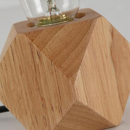 ELECTROPRIME Solid Wood Decoration LED Night Light Modern Minimalist Warm Bedroom Bedside Lamp Small Table Lamp without LED Bulbs, EU Plug