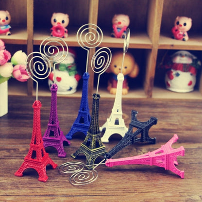 ELECTROPRIME Mini Eiffel Tower Shape Desktop Statue Information Notecard Holder Photo Clip Home Art Deco Gift, Random Color Delivery
