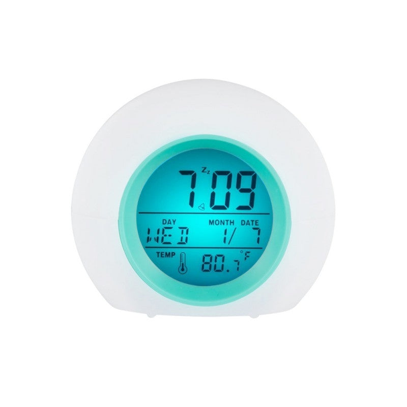ELECTROPRIME Round Color Light Gradient Alarm Clock Perpetual Calendar Clock