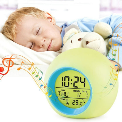 ELECTROPRIME Round Color Light Gradient Alarm Clock Perpetual Calendar Clock