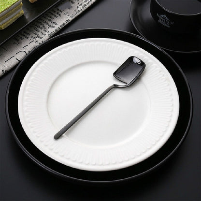 ELECTROPRIME Stainless Steel V-shaped Wall Hanging Design Simple Coffee Spoon Fork Creative Long Handle Stirring Tableware, Style:Spoon, Color:Black