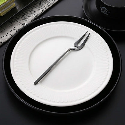 ELECTROPRIME Stainless Steel V-shaped Wall Hanging Design Simple Coffee Spoon Fork Creative Long Handle Stirring Tableware, Style:Fork, Color:Black