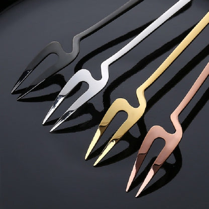 ELECTROPRIME Stainless Steel V-shaped Wall Hanging Design Simple Coffee Spoon Fork Creative Long Handle Stirring Tableware, Style:Fork, Color:Black