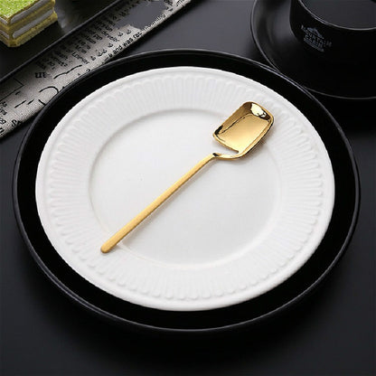 ELECTROPRIME Stainless Steel V-shaped Wall Hanging Design Simple Coffee Spoon Fork Creative Long Handle Stirring Tableware, Style:Spoon, Color:Gold