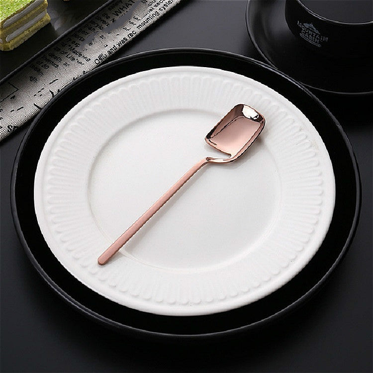 ELECTROPRIME Stainless Steel V-shaped Wall Hanging Design Simple Coffee Spoon Fork Creative Long Handle Stirring Tableware, Style:Spoon, Color:Rose Gold