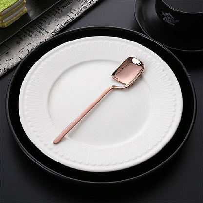 ELECTROPRIME Stainless Steel V-shaped Wall Hanging Design Simple Coffee Spoon Fork Creative Long Handle Stirring Tableware, Style:Spoon, Color:Rose Gold