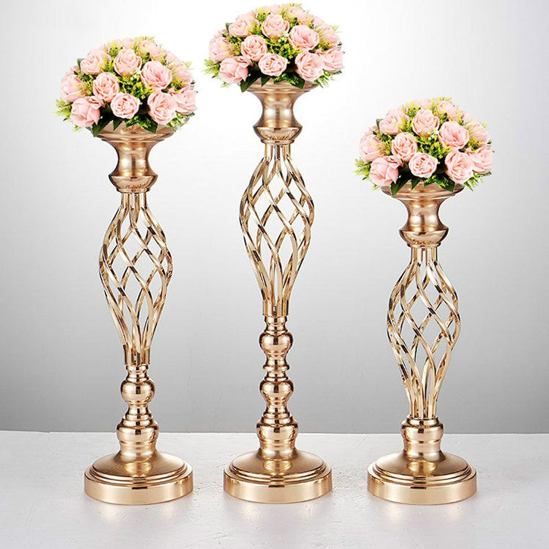 ELECTROPRIME Gold Plated Wrought Iron Candlestick Window Wedding Props Decoration, Size:40cm