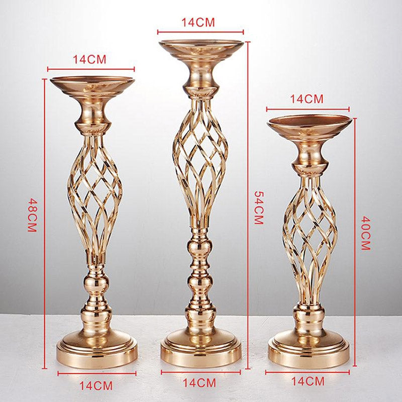 ELECTROPRIME Gold Plated Wrought Iron Candlestick Window Wedding Props Decoration, Size:40cm