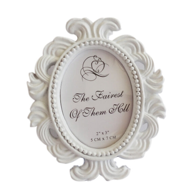 ELECTROPRIME Floral Photo  Round  Picture Frame Holder Wedding Home Decor(White)