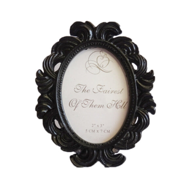 ELECTROPRIME Floral Photo  Round  Picture Frame Holder Wedding Home Decor(Black)