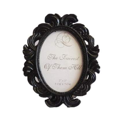 ELECTROPRIME Floral Photo  Round  Picture Frame Holder Wedding Home Decor(Black)