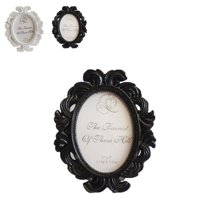 ELECTROPRIME Floral Photo  Round  Picture Frame Holder Wedding Home Decor(Black)