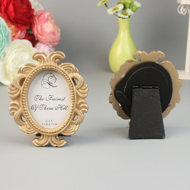 ELECTROPRIME Floral Photo  Round  Picture Frame Holder Wedding Home Decor(Gold)