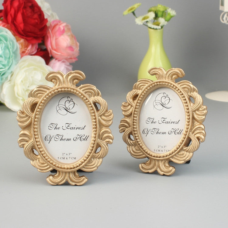ELECTROPRIME Floral Photo  Round  Picture Frame Holder Wedding Home Decor(Gold)