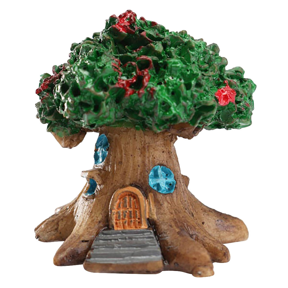 ELECTROPRIME Micro Landscape Flower Pot Decoration Fleshy Cartoon Construction Toy Big Tree House Resin Decoration(Green)