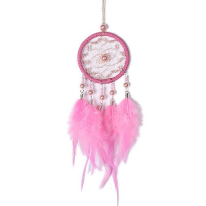 ELECTROPRIME Mini Creative Dreamcatcher Crafts Hollow Wind Chime Car Hanging Decoration(Pink)