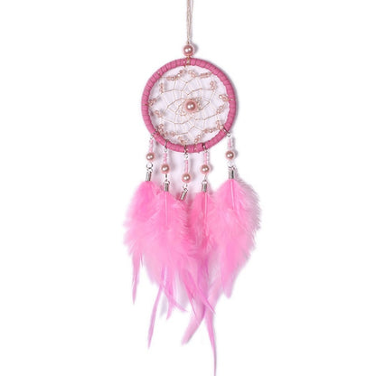 ELECTROPRIME Mini Creative Dreamcatcher Crafts Hollow Wind Chime Car Hanging Decoration(Pink)