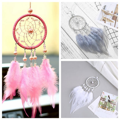 ELECTROPRIME Mini Creative Dreamcatcher Crafts Hollow Wind Chime Car Hanging Decoration(Pink)