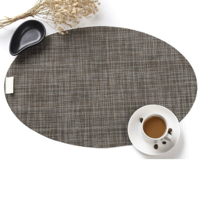 ELECTROPRIME PVC Oval Shape Dining Table Mat Heat Insulation Non-Slip Placemats Disc Bowl Tableware Pads(Brown)