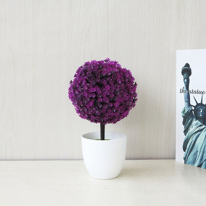 ELECTROPRIME Desktop Simulation Plant Mini Grass Ball Bonsai Decorated Plastic Flower Cherry Blossom Snowball Artificial Flowers(Lotus Color)