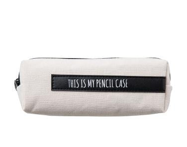 ELECTROPRIME Creative School Pencil Case Simple Solid Color Large Pen Bag(White-black stripe)