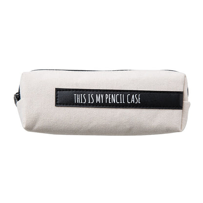 ELECTROPRIME Creative School Pencil Case Simple Solid Color Large Pen Bag(White-black stripe)