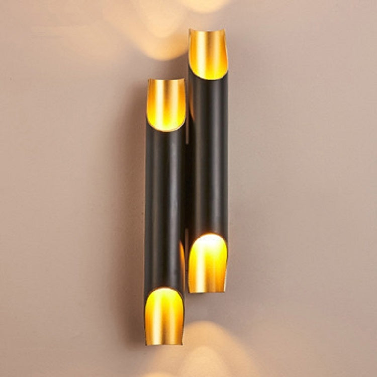 ELECTROPRIME White light Modern Wall Lamp LED Aluminum Alloy Pipe Lighting, Style:Double-tube Black