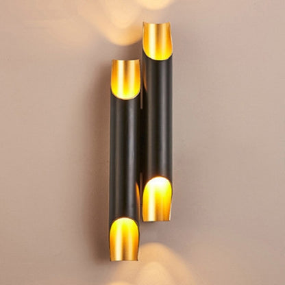 ELECTROPRIME warm light Modern Wall Lamp LED Aluminum Alloy Pipe Lighting, Style:Double-tube Black