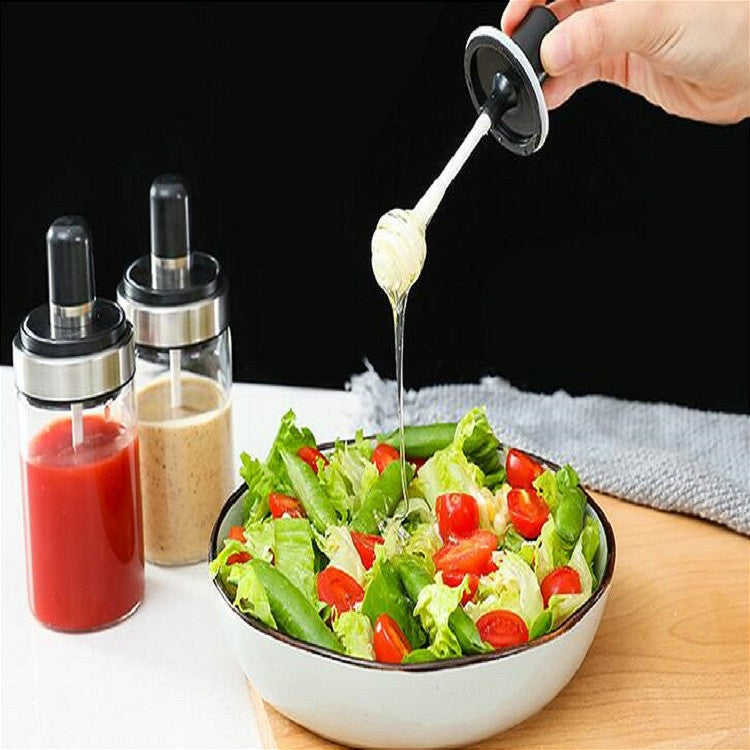 ELECTROPRIME Kitchenware Seasoning Jar Spoon Cover Integrated Sealing Moisture-proof Cruet, Color:Lead-free Glass Brush