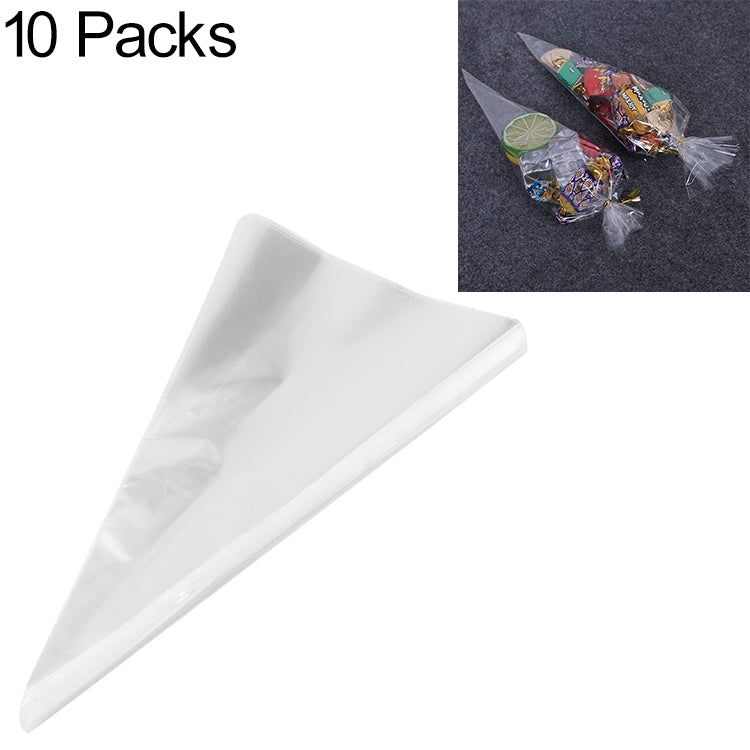 ELECTROPRIME 10Packs DIY Wedding Birthday Party Transparent Candy Cone Storage Bag, Specification:18x37cm Without Wire