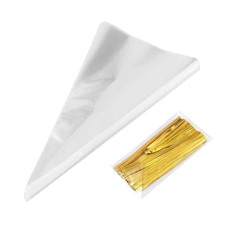 ELECTROPRIME 50pcs / Pack DIY Wedding Birthday Party Transparent Candy Cone Storage Bag, Specification:18x37cm With Wire