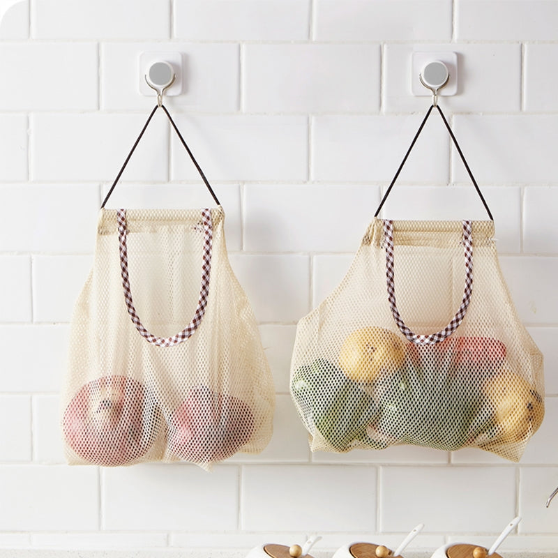ELECTROPRIME 2 PCS Creative Kitchen Vegetable Onion Potato Storage Hanging Bag Hollow Breathable Mesh Bag Kitchen Garlic Ginger Mesh Storage Bag