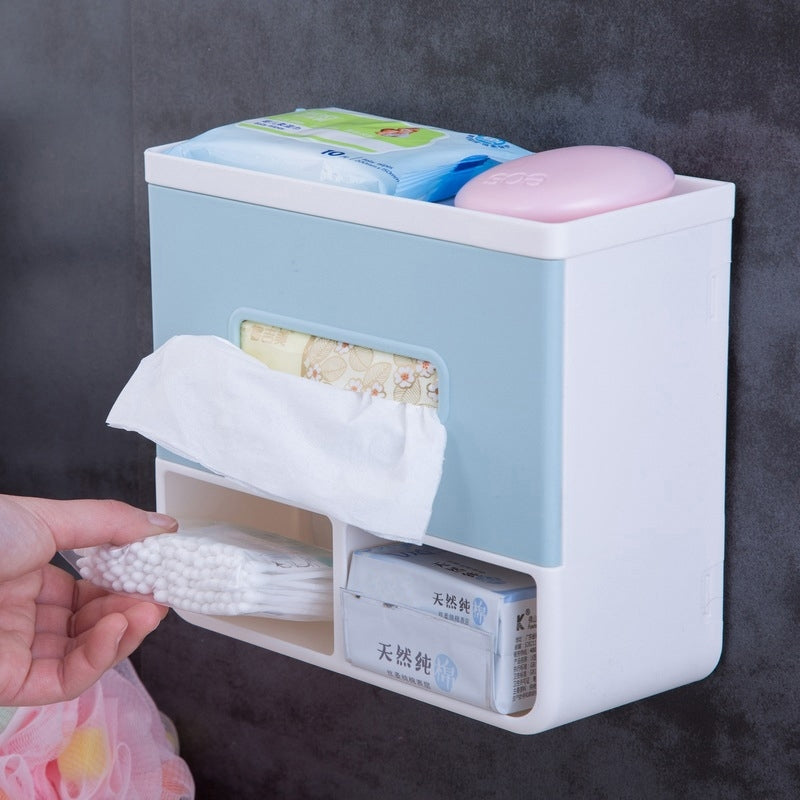 ELECTROPRIME Bathroom No Punching Napkin Holder Tray(Blue)