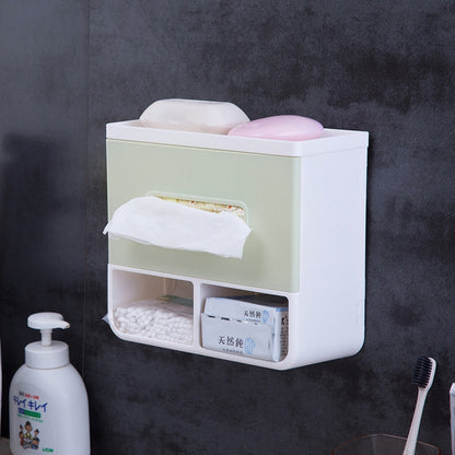 ELECTROPRIME Bathroom No Punching Napkin Holder Tray(Green)