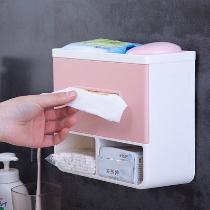 ELECTROPRIME Bathroom No Punching Napkin Holder Tray(Pink)