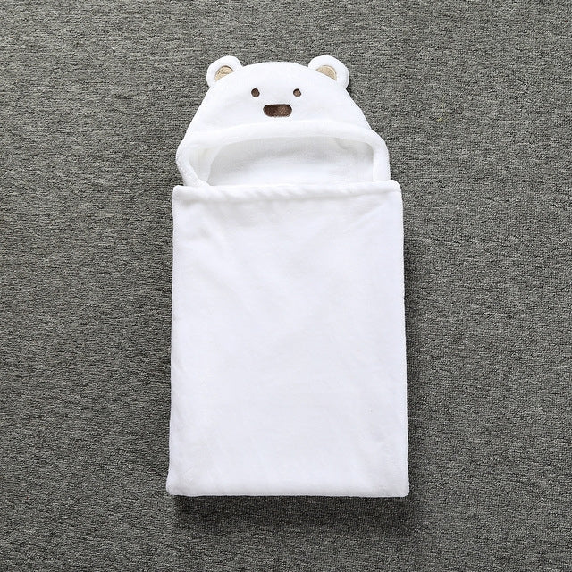 ELECTROPRIME Cute Animal Cartoon Babies Blanket Kids Hooded Bathrobe Toddler Baby Bath Towel(White)