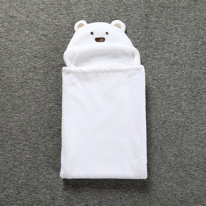 ELECTROPRIME Cute Animal Cartoon Babies Blanket Kids Hooded Bathrobe Toddler Baby Bath Towel(White)