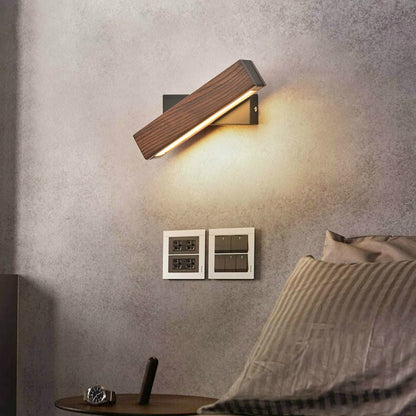 ELECTROPRIME Simple Rotatable Bedside Bedroom Wall Lamp Warm Night Light, Size:21cm(Walnut)