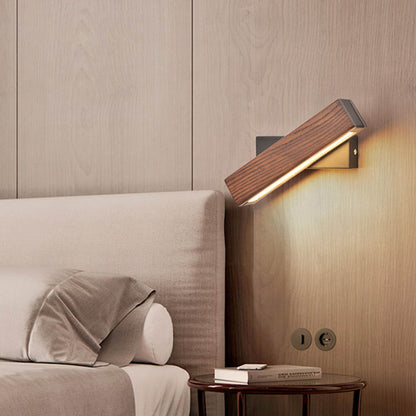 ELECTROPRIME Simple Rotatable Bedside Bedroom Wall Lamp Warm Night Light, Size:21cm(Walnut)