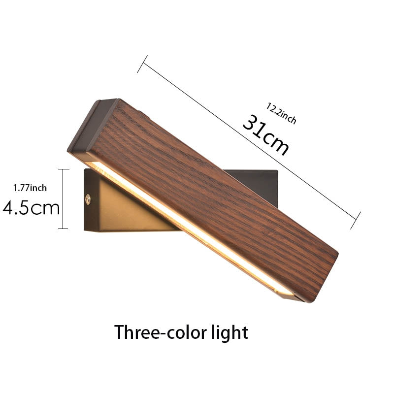 ELECTROPRIME Simple Rotatable Bedside Bedroom Wall Lamp Warm Night Light, Size:31cm(Walnut)