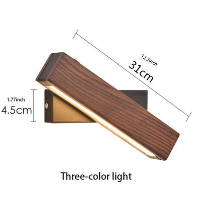 ELECTROPRIME Simple Rotatable Bedside Bedroom Wall Lamp Warm Night Light, Size:31cm(Walnut)