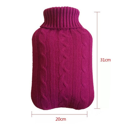 ELECTROPRIME Hot Water Bottle Solid Color Knitting Cover (Without Hot Water Bottle) Water-filled Hot Water Soft Knitting Bottle Velvet Bag(Wine red)