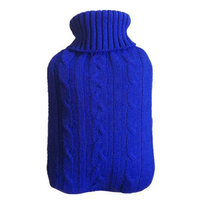 ELECTROPRIME Hot Water Bottle Solid Color Knitting Cover (Without Hot Water Bottle) Water-filled Hot Water Soft Knitting Bottle Velvet Bag(Deep blue)