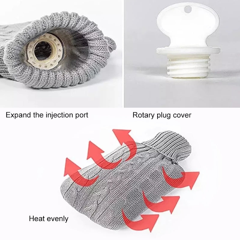 ELECTROPRIME Hot Water Bottle Solid Color Knitting Cover (Without Hot Water Bottle) Water-filled Hot Water Soft Knitting Bottle Velvet Bag(Deep blue)